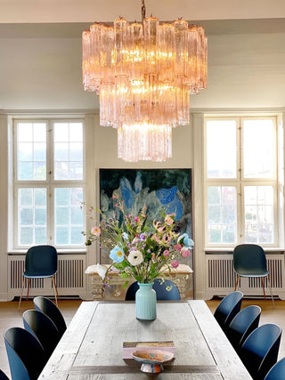 Aurora Lustre Rose Verre Tubes Superposé Moderne