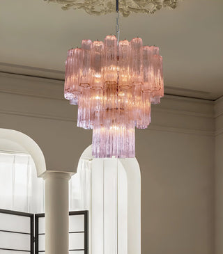Aurora Lustre Rose Verre Tubes Superposé Moderne