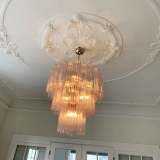 Aurora Lustre Rose Verre Tubes Superposé Moderne