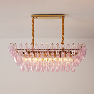 Aurora Lustre Rose Prisme Verre Rectangulaire Superposé