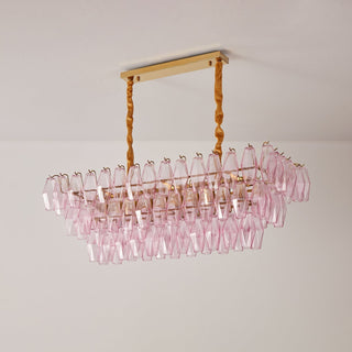 Aurora Lustre Rose Prisme Verre Rectangulaire Superposé