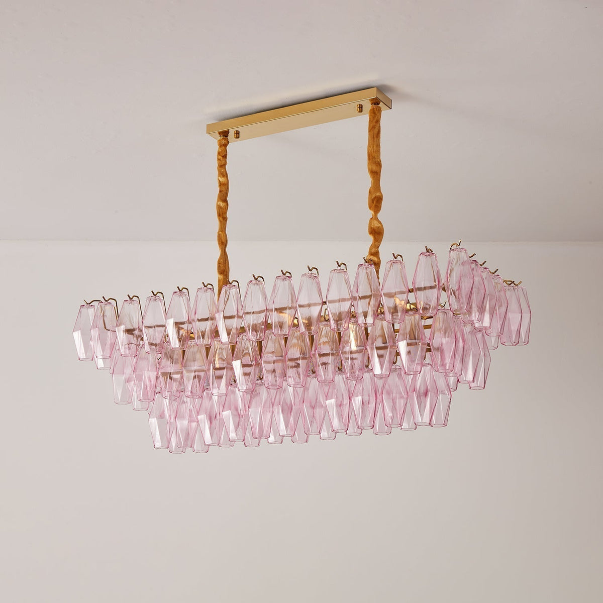 Wilelise Lustre Rose Prisme Verre Rectangulaire Superposé