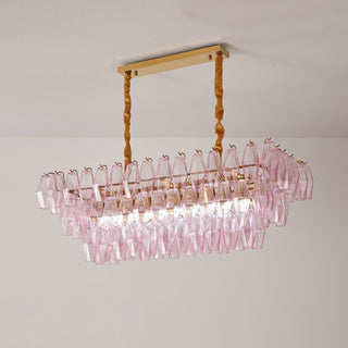 Aurora Lustre Rose Prisme Verre Rectangulaire Superposé