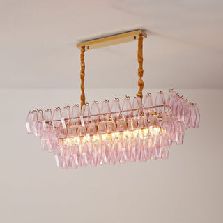 Aurora Lustre Rose Prisme Verre Rectangulaire Superposé