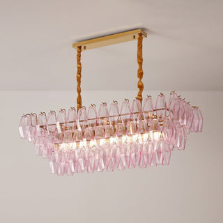 Aurora Lustre Rose Prisme Verre Rectangulaire Superposé