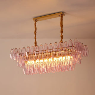 Aurora Lustre Rose Prisme Verre Rectangulaire Superposé