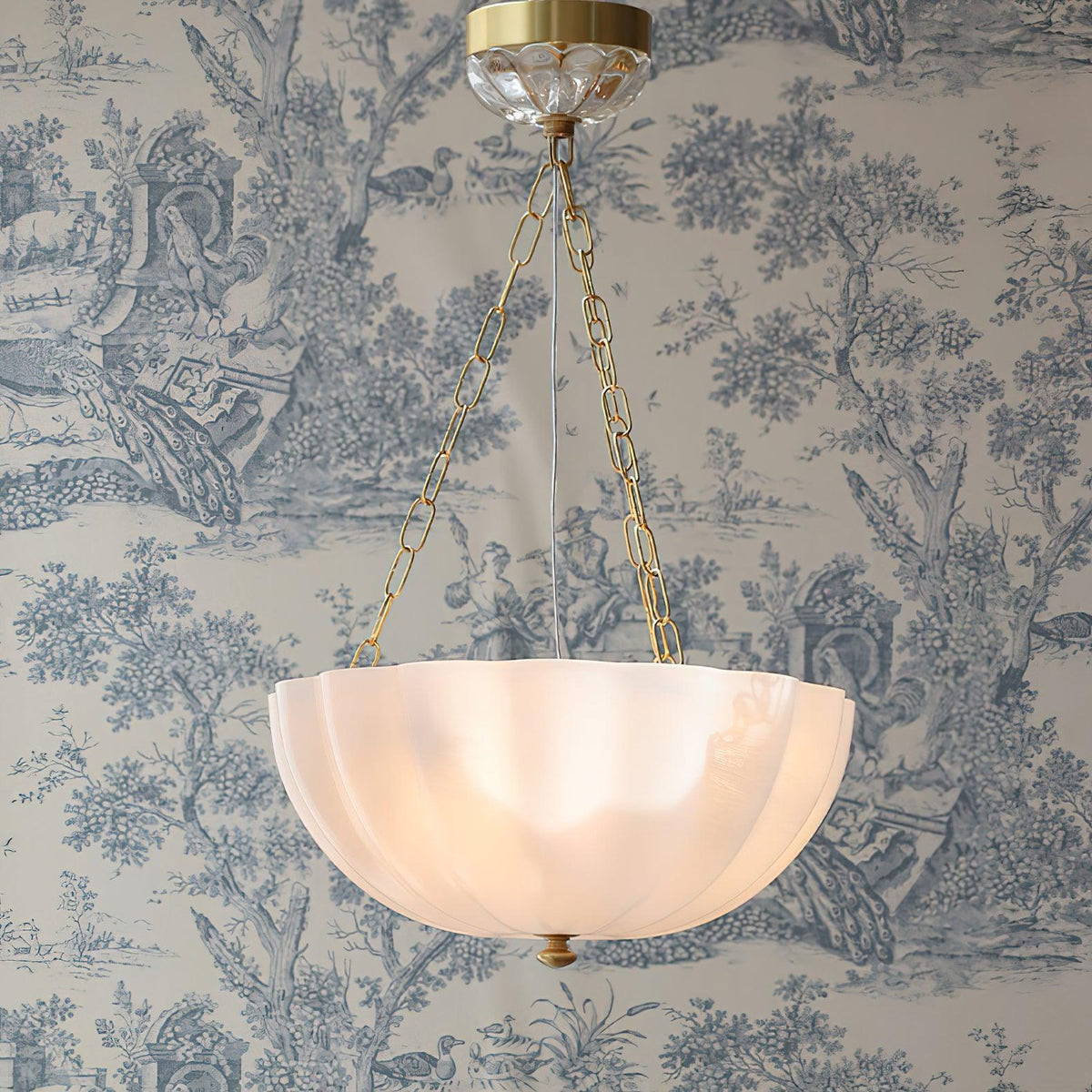 Doveline Lustre Verre Bol Laiton Chaîne
