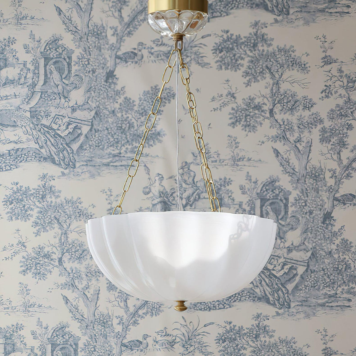 Doveline Lustre Verre Bol Laiton Chaîne