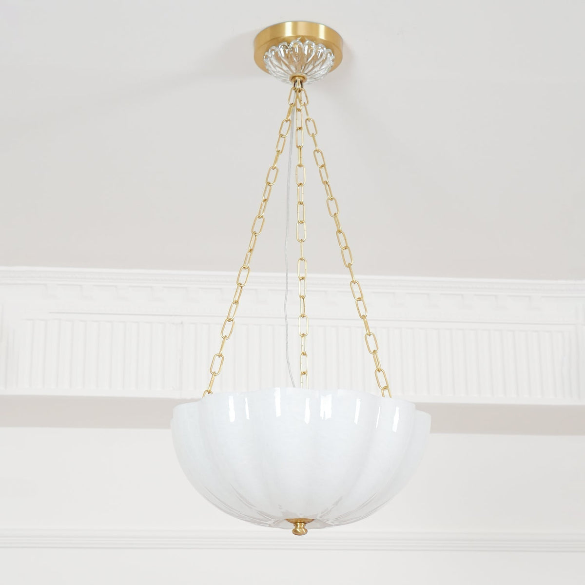 Doveline Lustre Verre Bol Laiton Chaîne