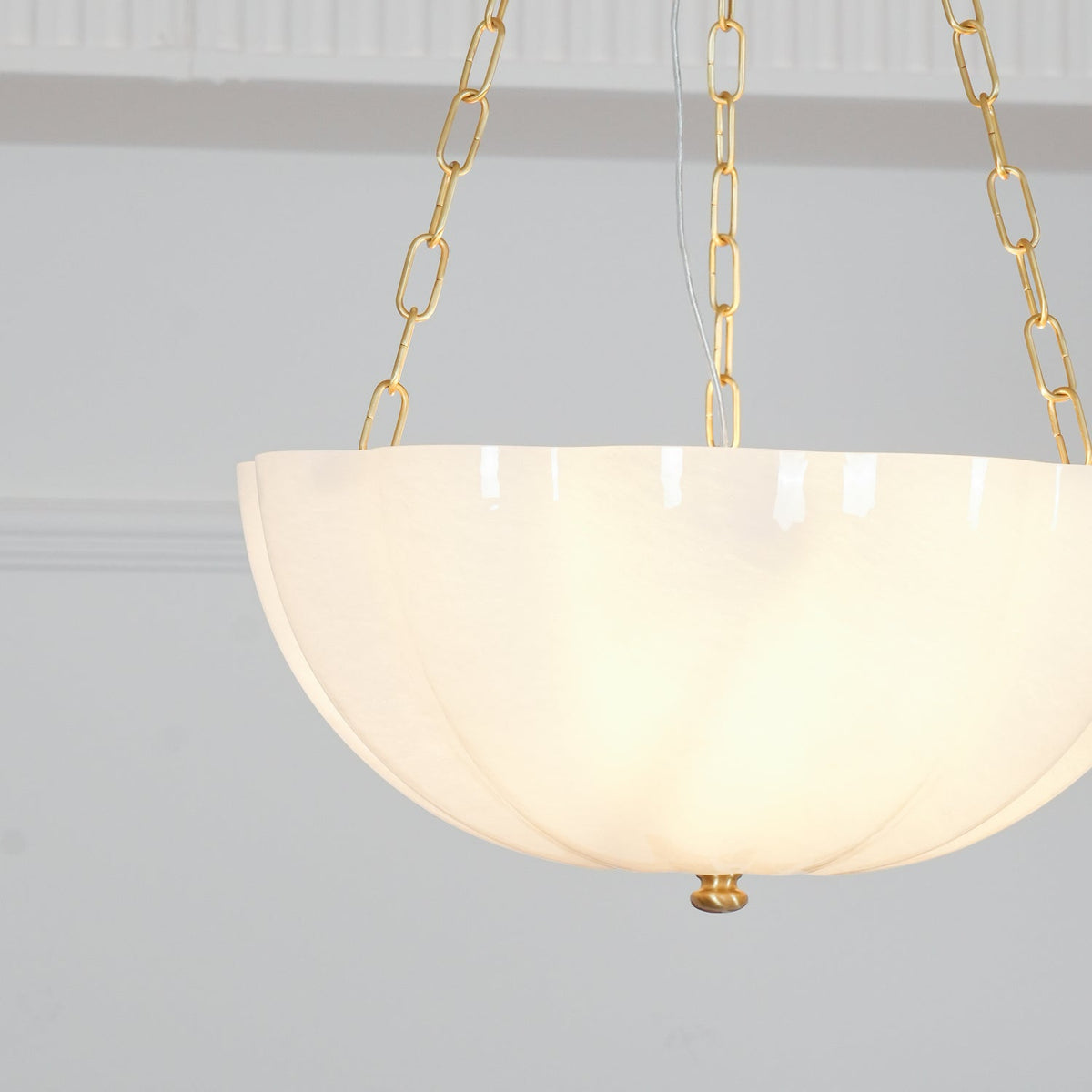Doveline Lustre Verre Bol Laiton Chaîne