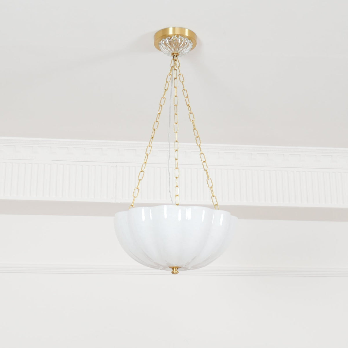 Doveline Lustre Verre Bol Laiton Chaîne