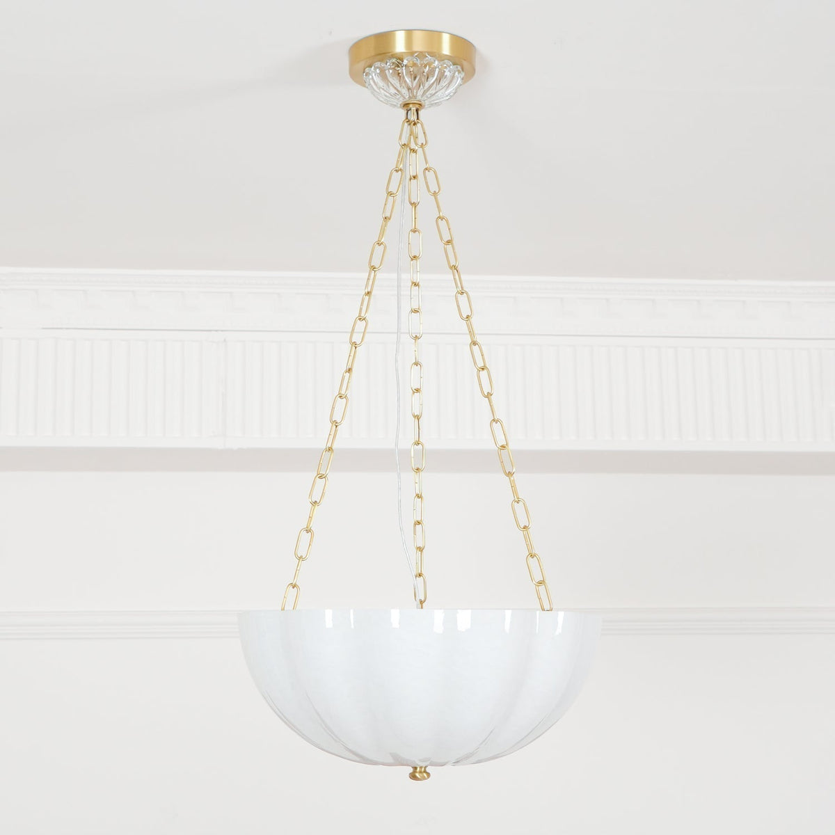Doveline Lustre Verre Bol Laiton Chaîne