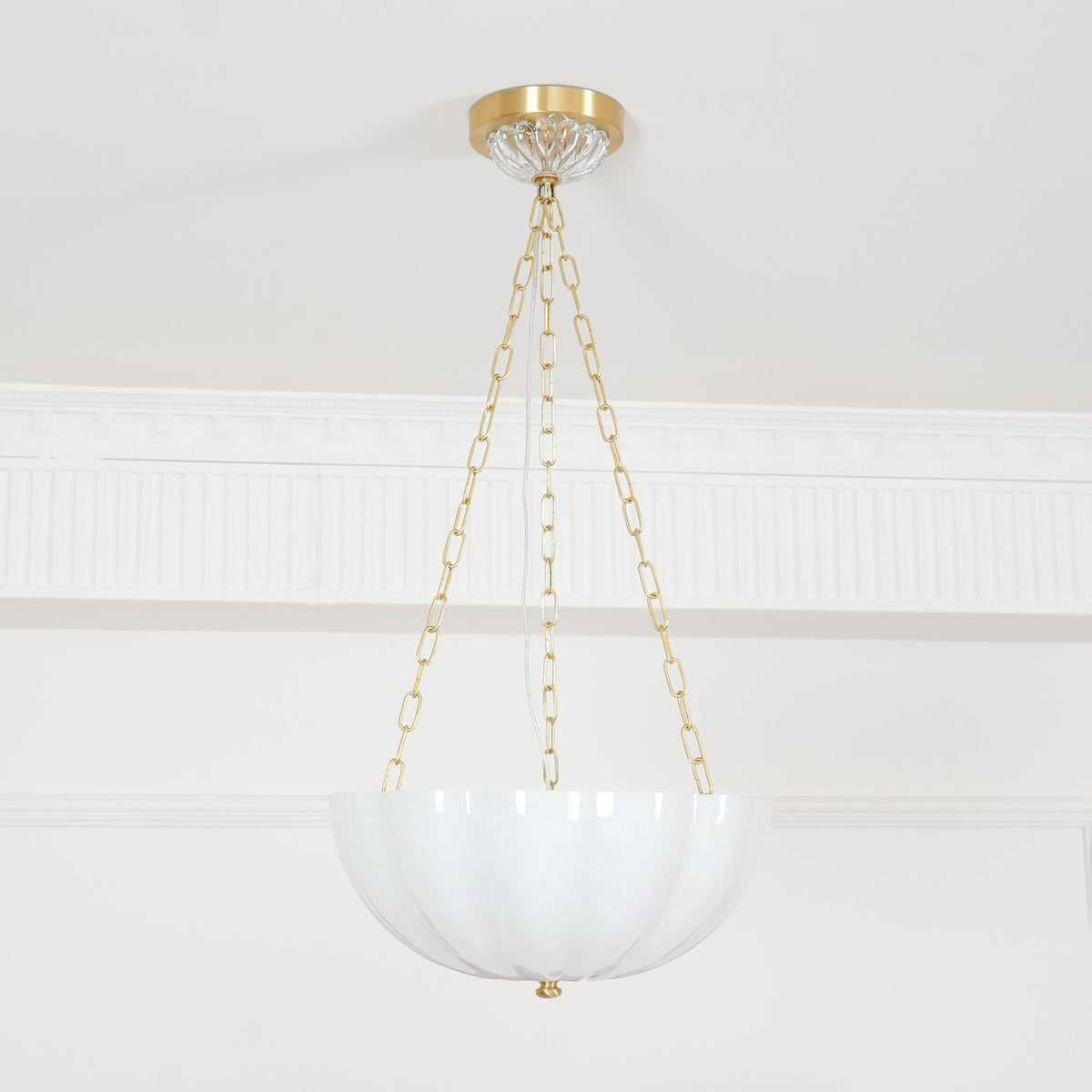 Doveline Lustre Verre Bol Laiton Chaîne