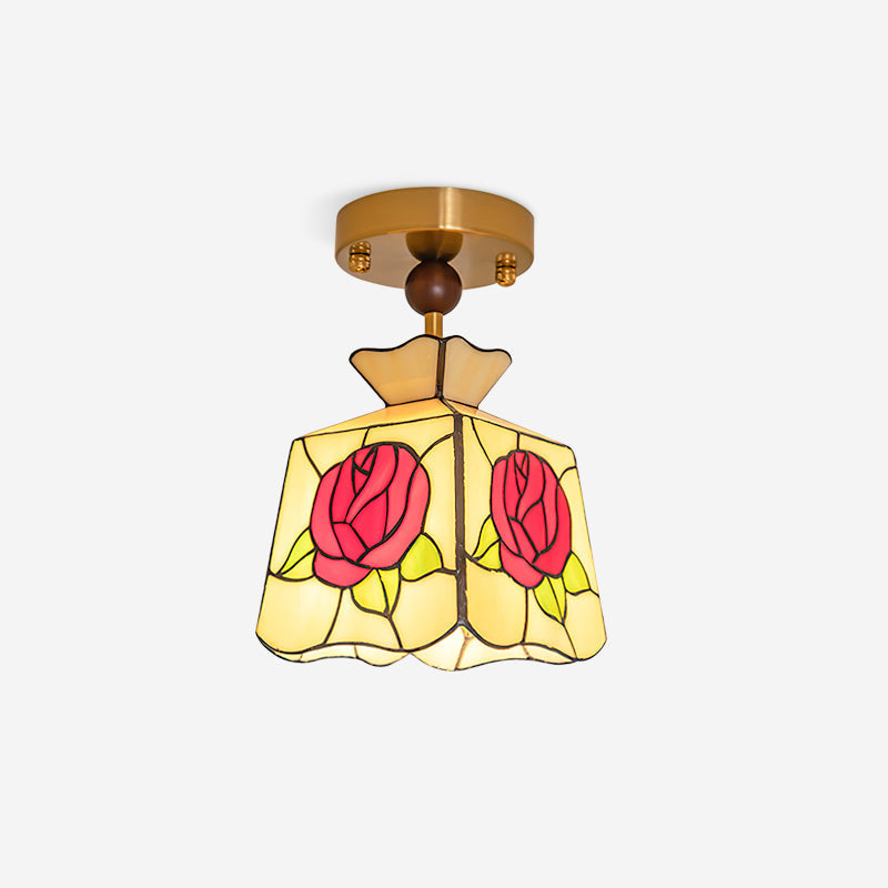 Joviel Tiffany Rose Ceiling Light-Neutral Decor