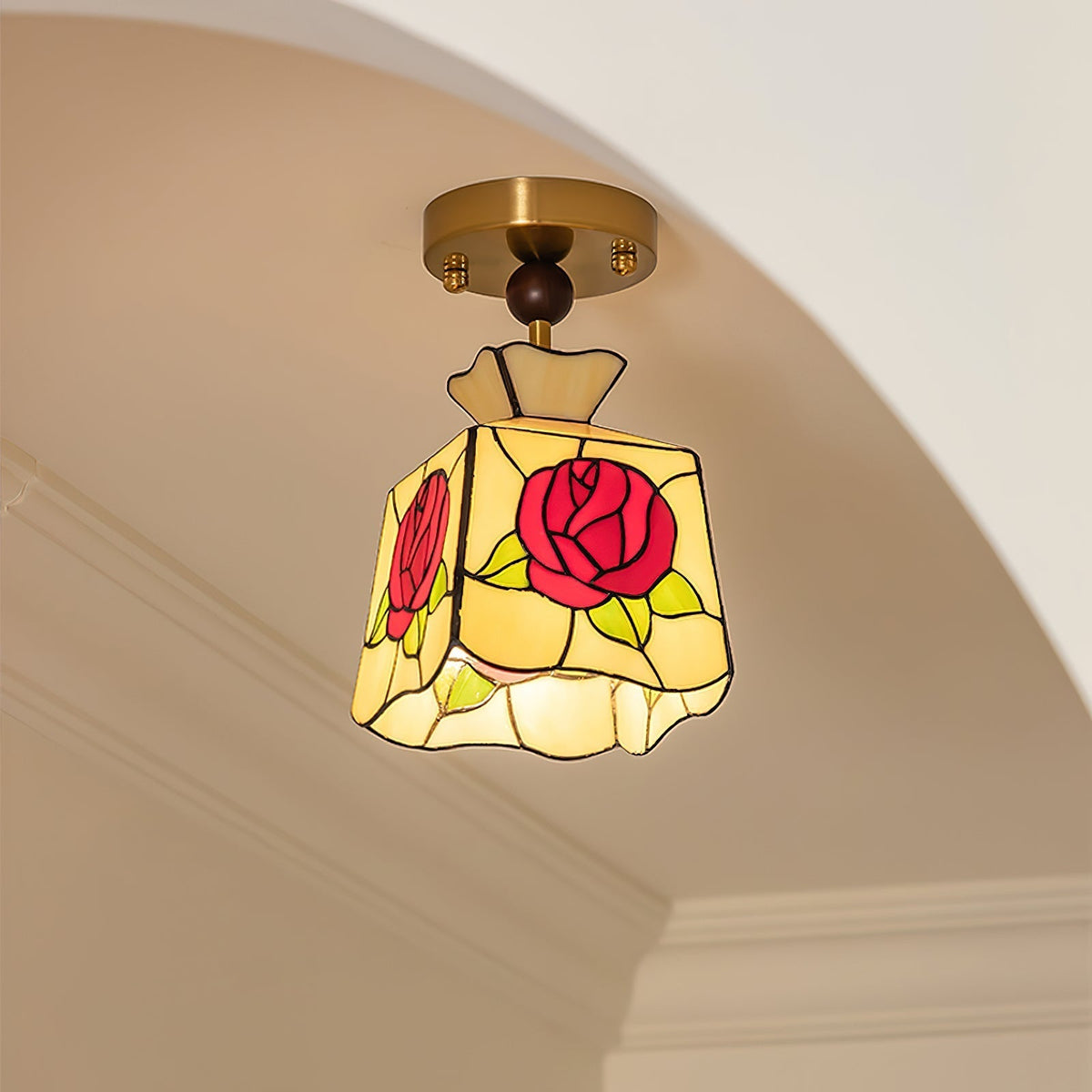 Joviel Tiffany Rose Ceiling Light-Neutral Decor