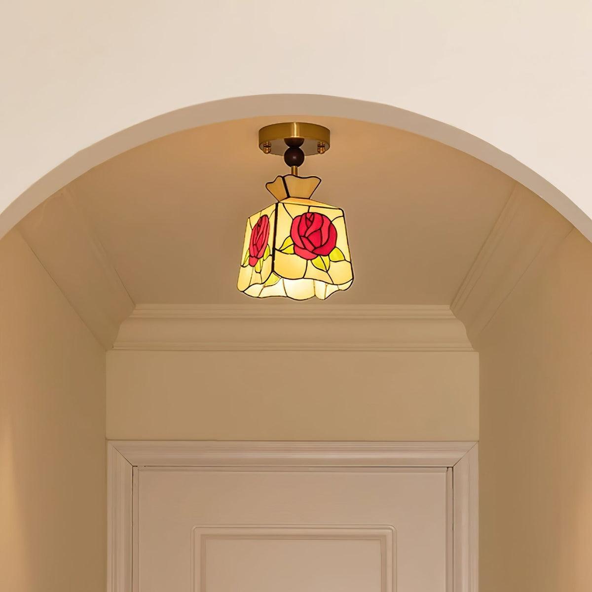 Joviel Tiffany Rose Ceiling Light-Neutral Decor