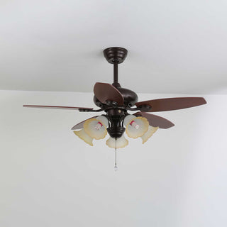 Plafonnier ventilateur Florence Vintage en bois et verre