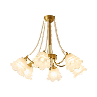 Allirila Lustre Vintage Élégant en Verre et Perles Fleuries