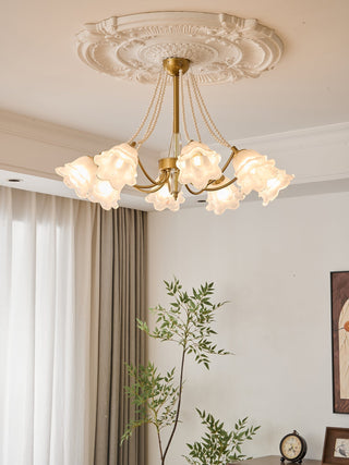 Allirila Lustre Vintage Élégant en Verre et Perles Fleuries