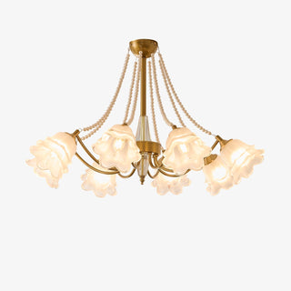 Allirila Lustre Vintage Élégant en Verre et Perles Fleuries