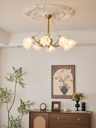 Allirila Lustre Vintage Élégant en Verre et Perles Fleuries