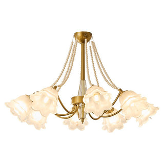 Allirila Lustre Vintage Élégant en Verre et Perles Fleuries