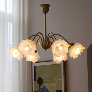Lustra Lustre Laiton Verre Rose Floral