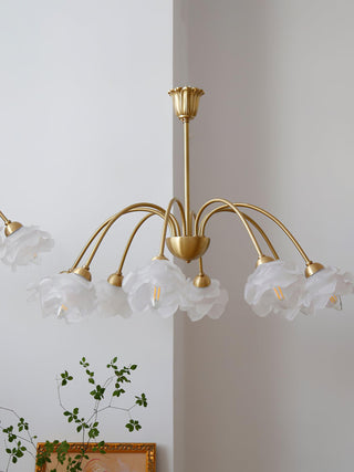 Lustra Lustre Laiton Verre Rose Floral