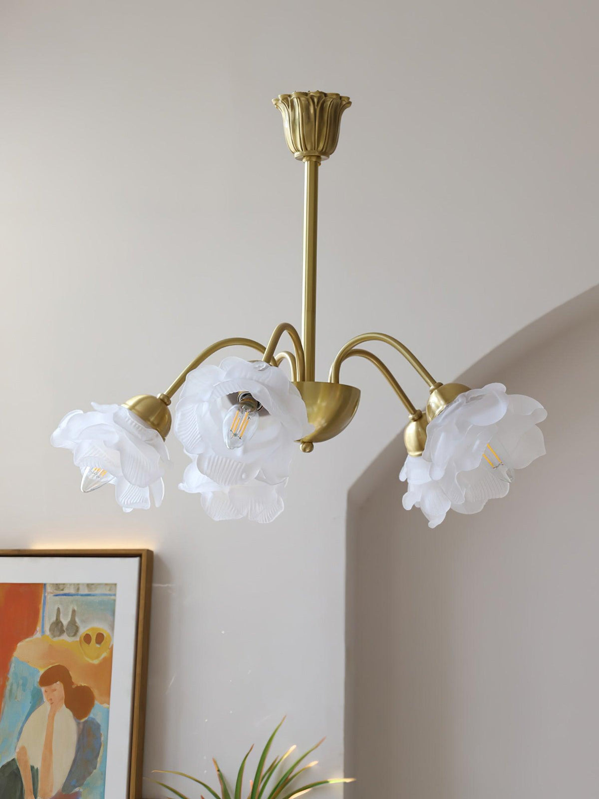 Mireira Lustre Laiton Verre Rose Floral
