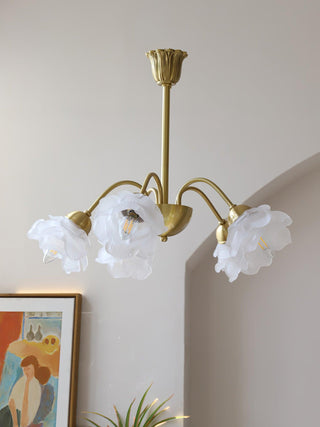 Lustra Lustre Laiton Verre Rose Floral