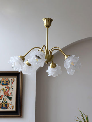 Lustra Lustre Laiton Verre Rose Floral