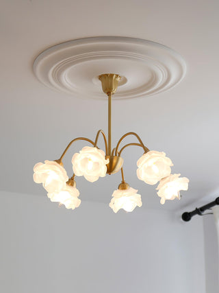 Lustra Lustre Laiton Verre Rose Floral