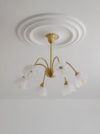 Lustra Lustre Laiton Verre Rose Floral
