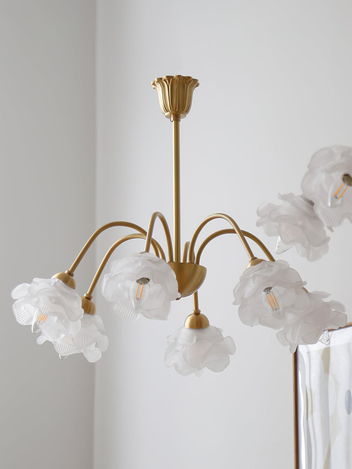 Mireira Lustre Laiton Verre Rose Floral