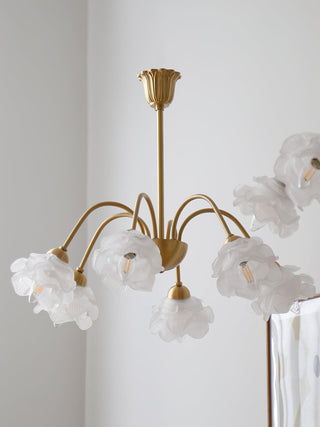 Lustra Lustre Laiton Verre Rose Floral
