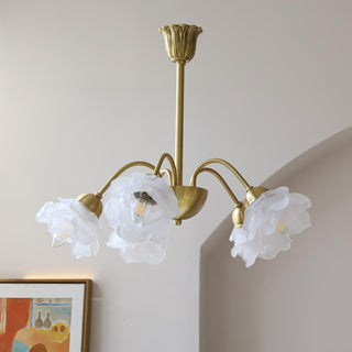 Lustra Lustre Laiton Verre Rose Floral