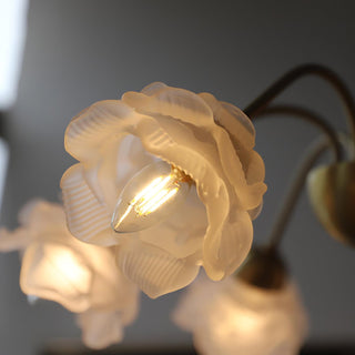 Lustra Lustre Laiton Verre Rose Floral