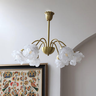 Lustra Lustre Laiton Verre Rose Floral
