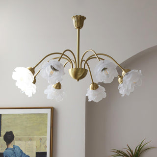 Lustra Lustre Laiton Verre Rose Floral