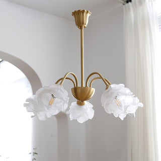 Lustra Lustre Laiton Verre Rose Floral