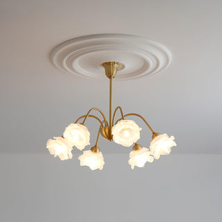 Lustra Lustre Laiton Verre Rose Floral