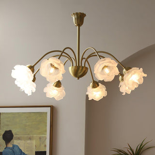 Lustra Lustre Laiton Verre Rose Floral