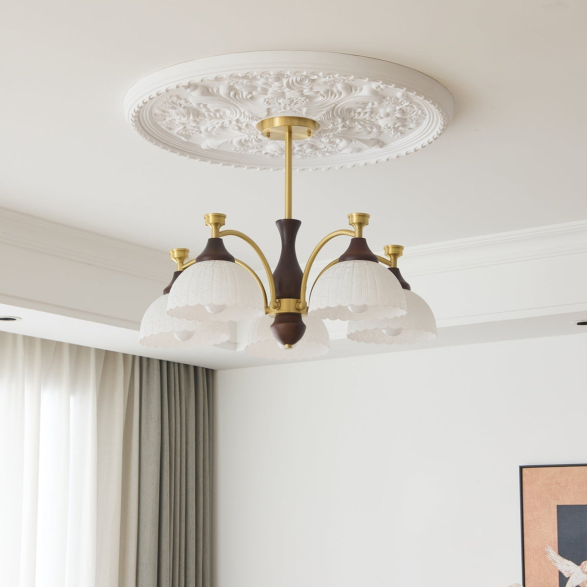 Avvynila Lustre Vintage Élégant en Laiton et Bois