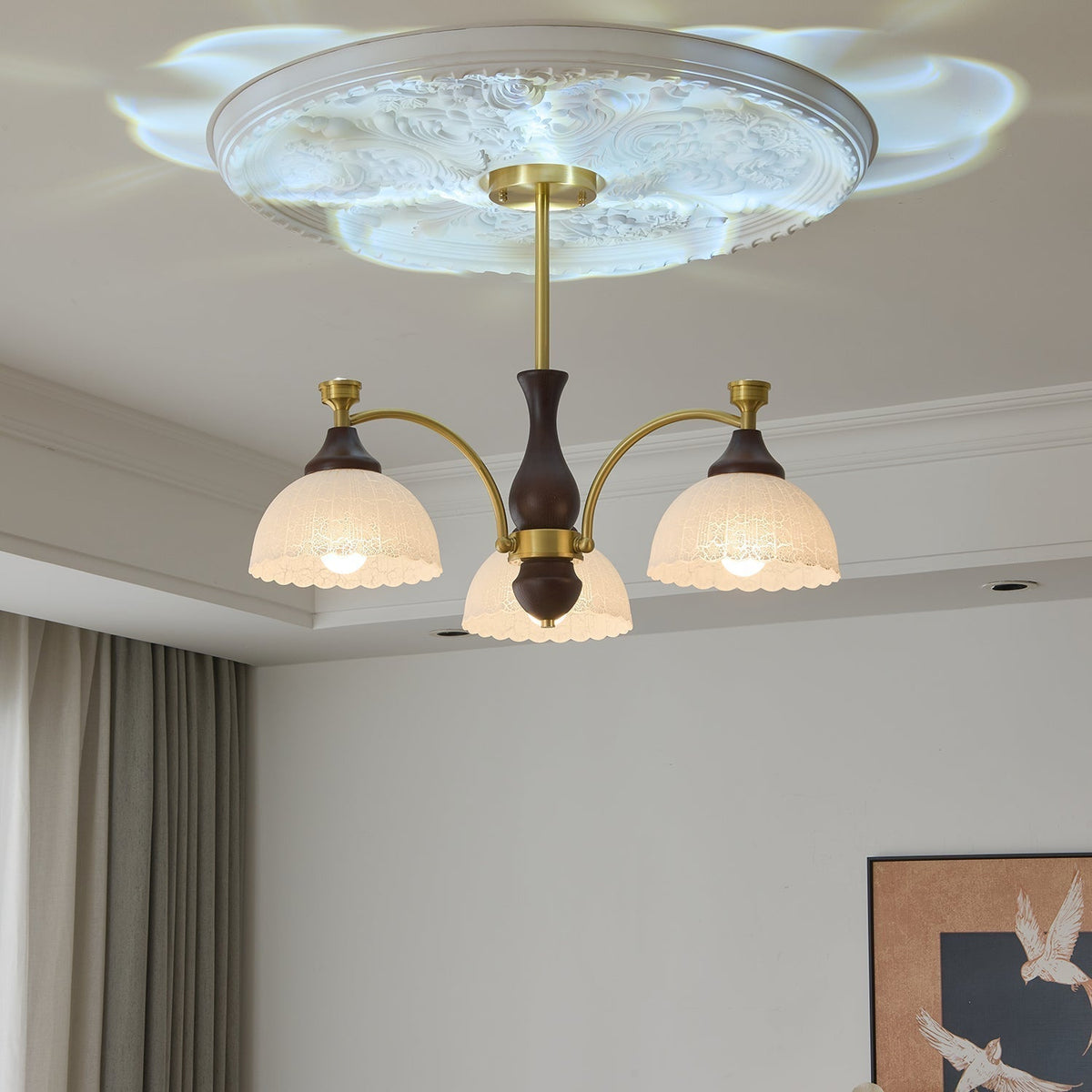 Avvynila Lustre Vintage Élégant en Laiton et Bois