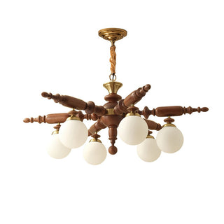 Olvenir Lustre en Bois Rustique et Verre