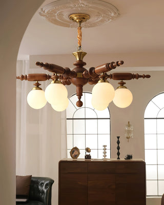Olvenir Lustre en Bois Rustique et Verre