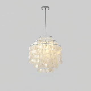 Lustra Suspension Lampe Coquillage Rond en Chrome
