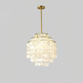 Lustra Suspension Lampe Coquillage Rond en Chrome