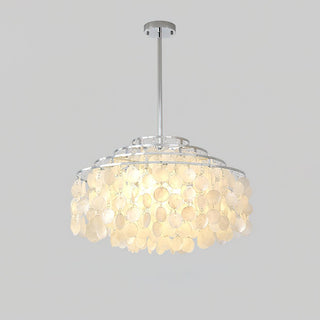 Lustra Suspension Lampe Coquillage Rond en Chrome