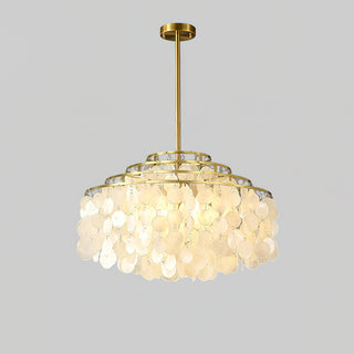 Lustra Suspension Lampe Coquillage Rond en Chrome